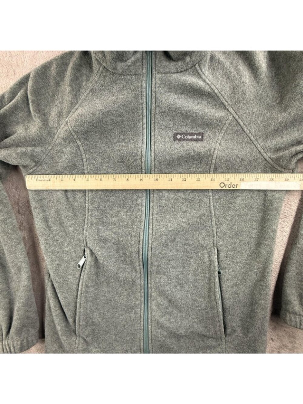 Columbia Jacket Womens Medium Green Fleece Full Zip Lightweight Pockets Hiking - Picture 6 of 13